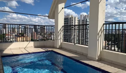 Cobertura de 308m² para alugar, com 4 dormitórios, 5 banheiros, 3 vagas e lazer completo.