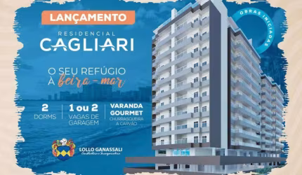 Residencial Cagliari Apartamentos com 2 e 3 dormitórios a 400m da praia da Massaguaçu