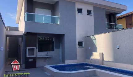 Belíssimo Sobrado novo com Piscina  3 suítes no lado praia  à venda, 135 m² por R$ 990.000  Tupi  Praia Grande SP