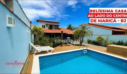 CASA MOBILIADA, COM 3 QUARTOS SENDO 2 SUÍTES, PISCINA, ÁREA GOUMET, COND. NO CENTRO DE MARICÁ-RJ