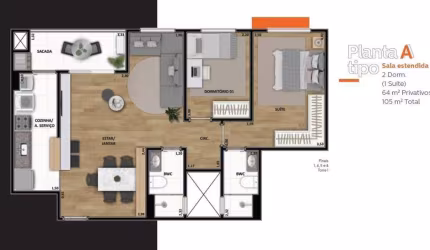 Venda | Apartamento com 64,00 m², 3 dormitório(s). Zona 08, Maringá