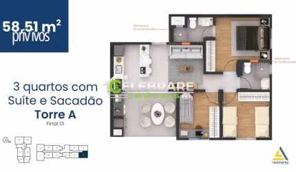 APARTAMENTO CENTRO DE PINHAIS,03 QTOS,SUÍTE,SACADA C/ CHURRASQ.