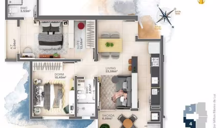 Apartamento a venda no L'Aquamarine Residence localizado no bairro Fazendinha em Itajaí.