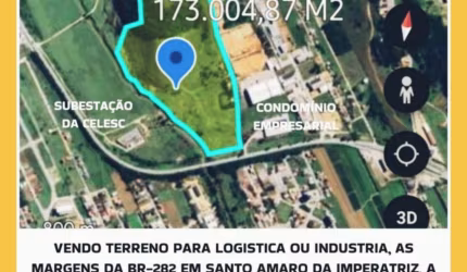 TERRENO COM 173.004,00 M2 - ÁREA INDUSTRIAL NA BR-282