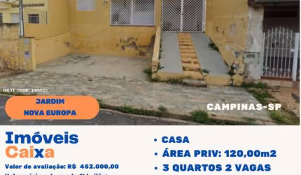 Casa para Venda em Campinas, Jardim Nova Europa, 3 dormitórios, 2 banheiros, 2 vagas