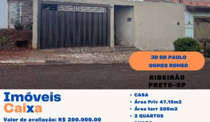 Casa para Venda em Ribeirão Preto, Jardim Doutor Paulo Gomes Romeo, 2 dormitórios, 1 banheiro, 1 vaga