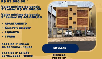 Apartamento para Venda em Ribeirão Preto, Jardim Paulista, 1 dormitório, 1 banheiro, 1 vaga