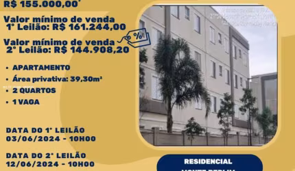 Apartamento para Venda em São Carlos, Jardim Jockey Clube, 2 dormitórios, 1 banheiro, 1 vaga