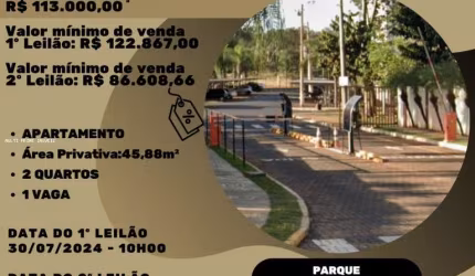 Apartamento para Venda em Ribeirão Preto, Parque dos Lagos, 2 dormitórios, 1 banheiro, 1 vaga