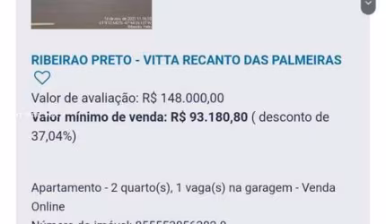 Apartamento para Venda em Ribeirão Preto, Jardim Diva Tarlá de Carvalho, 2 dormitórios, 1 banheiro, 1 vaga