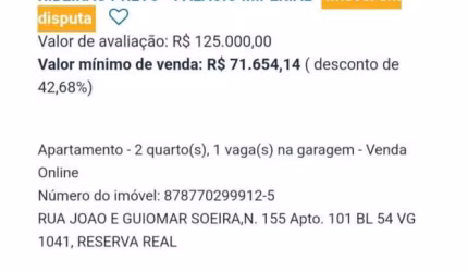 Apartamento para Venda em Ribeirão Preto, Reserva Real, 2 dormitórios, 1 banheiro, 1 vaga