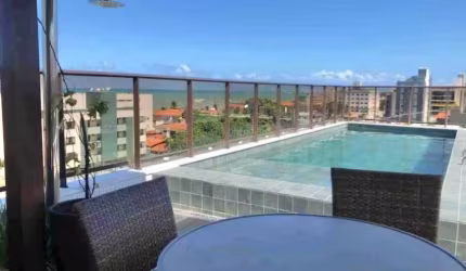 Flat à venda, já rentabilizando, a 100m da praia (03 minutos de caminhada), vista mar, em Manaíra