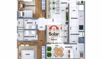 Apartamento para venda em Jardim Das Nações de 76.00m² com 2 Quartos, 1 Suite e 1 Garagem