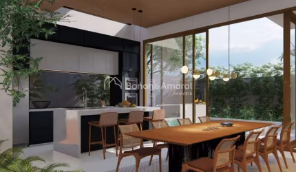 Casa à venda em condomínio em Paulínia, sobrado, em construção, 3 suites, escritório,living 2 ambientes, despensa,área gourmet integrada, 4 vagas, armários, cozinha,piscina,wc social e de serviço,aque