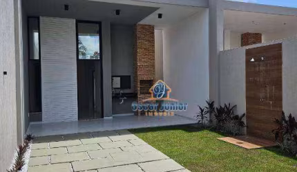 Casa Plana com Pé Direito Duplo, 3 Suítes (1 Reversível), 110 m² por R$ 430.000 - Guaribas - Eusébio/CE