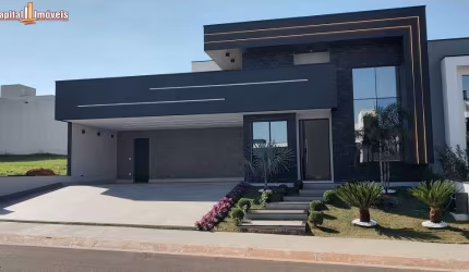 Luxuosa casa em condomínio à venda em Indaiatuba-SP - 03 quartos, 03 suítes, 2 salas, 05 banheiros, 6 vagas de garagem, 221,91m² - Jardim Residencial Dona Maria José.