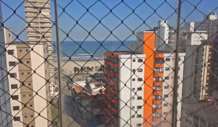 Apartamento Mobiliado, Vista ao Mar livre, Sacada gourmet, 2 Dormitórios no Bairro Aviação Praia Grande-SP
