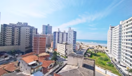 Apartamento Mobiliado, 2 dormitórios, 1 Suíte, 1 vaga, Vista para o mar livre, 150 metros do mar, no Bairro Tupi- Praia Grande SP