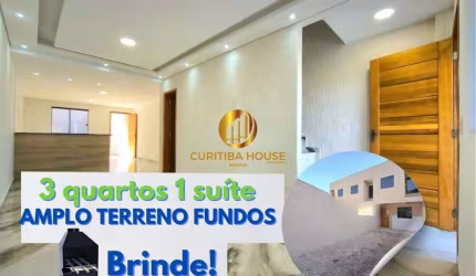 Sobrado 3 quartos sendo 1 suíte com amplo terreno nos fundos no Pinheirinho divisa com Sítio Cercado