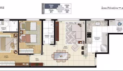 Apartamento à venda, 77 m² por R$ 973.500,00 - Aparecida - Santos/SP