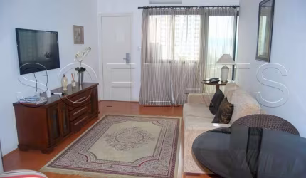 Flat com 1 dormitório, com com serviços, decorado no centro de Alphaville.