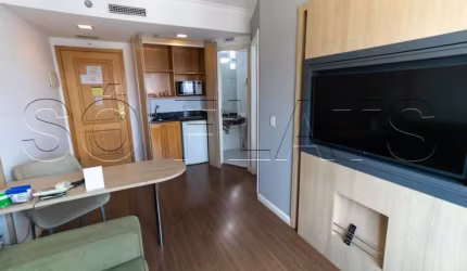 Flat mobiliado disponível para venda com 28m² e 01 vaga de garagem