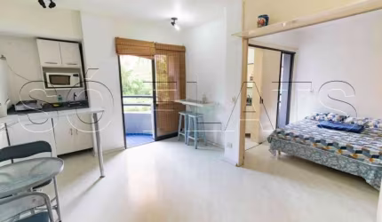 Flat no bairro do Morumbi com 30m², 1 dormitório e 1 vaga de garagem disponível para locação.