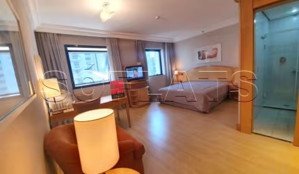 Flat no Tryp Higienópolis disponível para locação com 30m², 1 dormitório e 1 vaga
