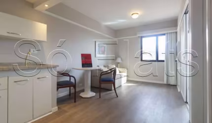 Flat Ninety com 33m², 1 dormitório e 1 vaga de garagem nos Jardins disponível locação.
