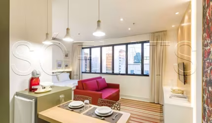 Flat Transamerica Jardins disponível para venda com 28m², 01 dorm e 01 vaga de garagem