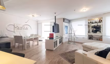 Flat totalmente equipado e de altíssimo padrão com deck privativo disponível para locação.