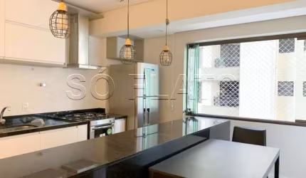 Flat no Ritz disponível para locação com 48m², 1 dormitório e 1 vaga próximo da Avenida Santo Amaro.