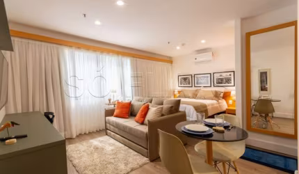 Flat Transamérica Jardins disponível para venda com 28m² e 01 vaga de garagem
