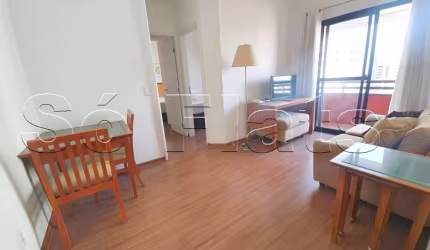 Flat totalmente mobiliado disponível para venda com 02 dorms e 01 vaga de garagem