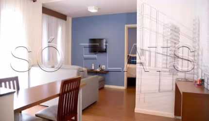 Flat mobiliado disponível para venda com 43m², 01 dorm e 01 vaga