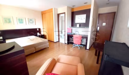 Apto na Vila Olímpia disponível para locação contendo 25m², 1 dormitório e 1 vaga de garagem