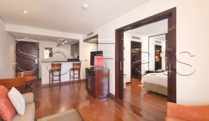 Flat George V, no Itaim, flat alto padrão disponível para venda com 60m², 01 dorm e 01 vaga