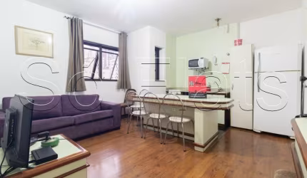 Flat no The Plaza com 36m² e 1 dormitório disponível locação nos Jardins