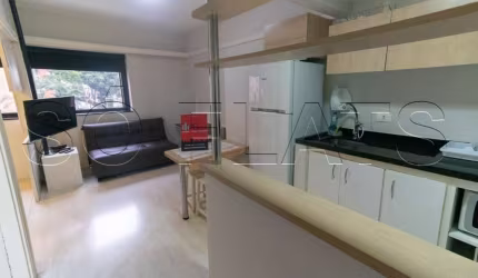 Flat no Jardins mobiliado com 1x drmitório, internet, luz vaga de garagem e lavanderia coletiva.