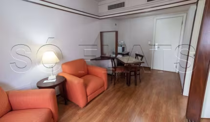Flat com 1 dormitório mobiliado com serviços no Jardins com Serviços Hoteleiros e lazer.