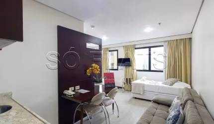 Flat Transamérica Nações Unidas disponível para locação com 28m², 01 dormitório e 01 vaga de garagem