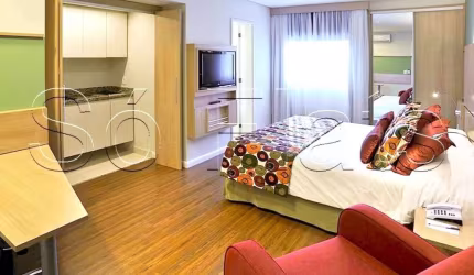 Flat Nações Unidas disponível para locação em Santo Amaro próximo a Marg. Pinheiros.