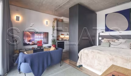Studio Ayra Pinheiros, flat disponível para locação contendo 38m², 1 dormitório e 1 vaga.