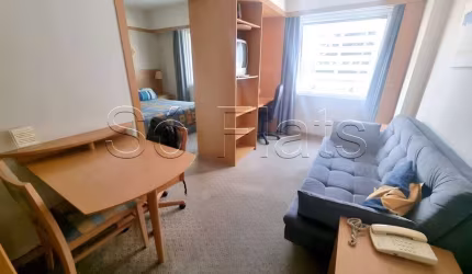Flat no Paulista Classic com 1 dorm e 1 vaga de garagem nos Jardins, disponível para locação.