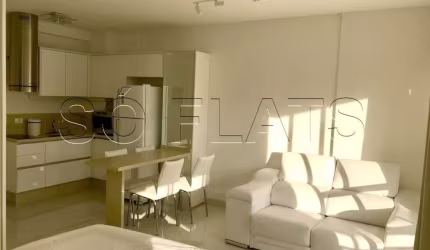 Flat Choice Panamby mobiliado com 35m² para locação próximo da Av. Hebe Camargo.