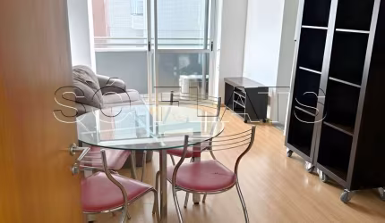 Flat disponível para locação em Pinheiros com 45m², 1 dormitório e 1 vaga de garagem.