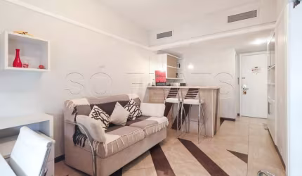 Apto Ninety disponível para locação com 33m², 01 dormitório e 01 vaga de garagem.