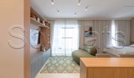 Studio no Residencial MeWe Jardins disponível para locação contendo 41m², 1 dormitório e 1 vaga.