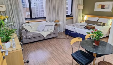 Flat no Transamérica Jardins disponível para locação contendo 43m², 1 dormitório e 1 vaga de garagem
