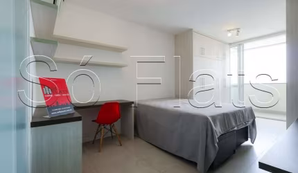 VN Gomes de Carvalho, flat disponível para locação contendo 30m², 1 dormitório e 1 vaga.